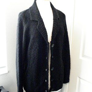 Black Acrylic Button Up Sweater Medium